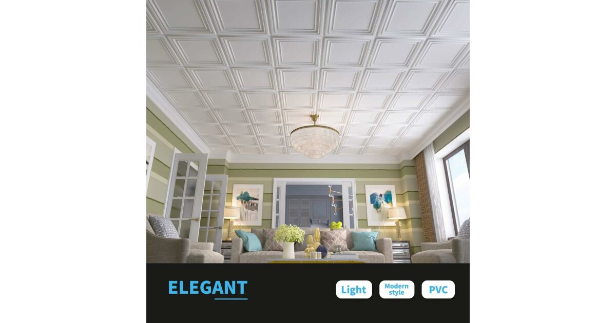 Dekoracyjne panele sufitowe PCV Eleganckie 12 sztuk 61x61 cm 4,5m² ...