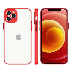 Milky Case for iPhone 12 Pro Max, red silicone case with transparent back - Phone Case