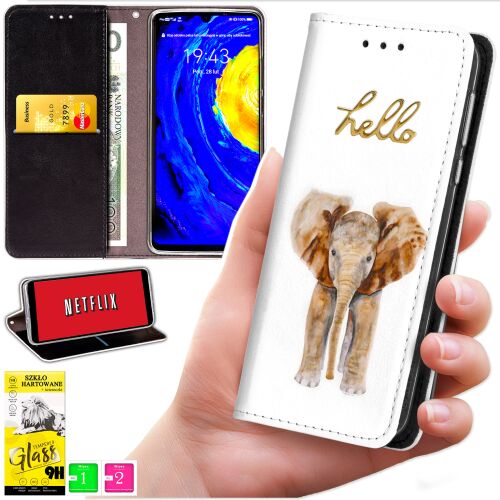 Oppo A5 Pro pénztárca tok - BLUEMOOUN borítóminta + 9H üveg