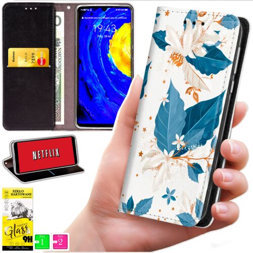 Oppo Reno 15F / 15F FS pénztárca tok kollázsa különböző felhasználásokban: készpénzzel/kártyákkal, Netflix állvány, bluemoon mintázat és képernyővédő - Műszaki cikk és elektronika