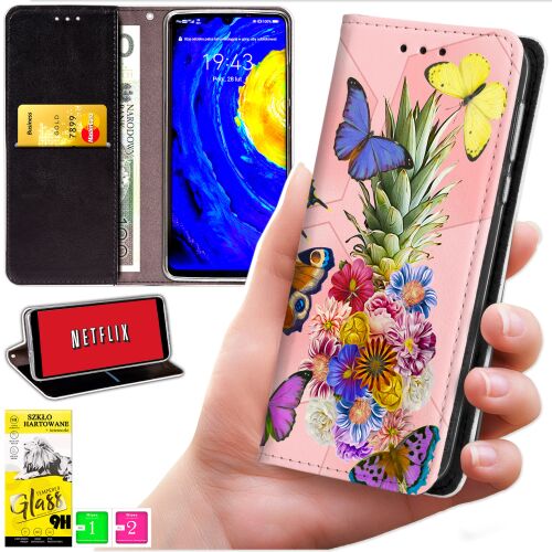 Realme C71 pénztárca tok kollázs, amely különböző funkciókat és mintákat mutat be telefonnal - Telefontok