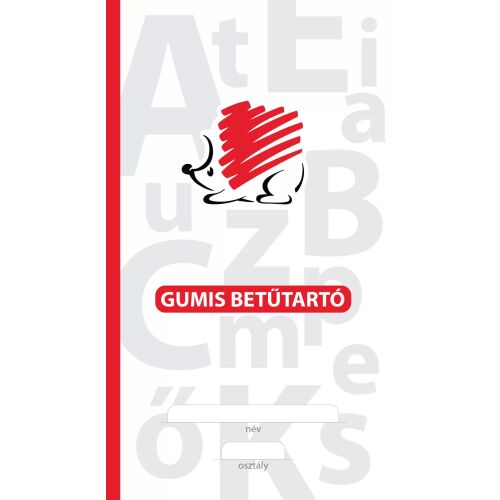 ICO Süni gumis betűtartó elsősöknek, előlap piros sün logóval és 'GUMIS BETŰTARTÓ' felirattal, ideális az ábécé betűinek rendszerezésére - Betűsín
