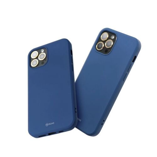 ROAR Colorful Jelly matt tengerészkék szilikon tok iPhone 17 Pro készülékhez, két tok ferde nézetben, teljes védelemmel - Telefontok