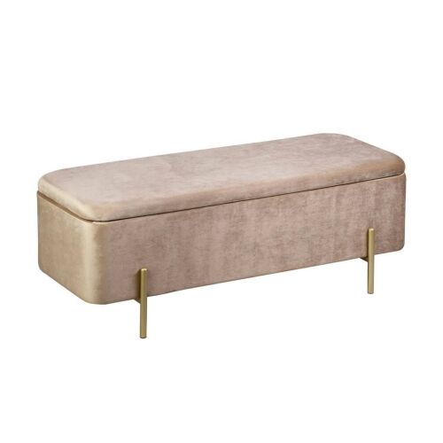 Ülőkés tárolós pad, bársony arany lábakkal 108x40 cm, bézs - CHIC 164964497 - Lábtartó és puff