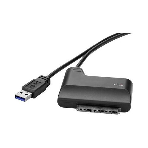 Merevlemez átalakító, 1x USB 3.0 dugó A - 1x SATA kombi dugó, 7+15 pólus, 0,3 m, fekete, Renkforce
