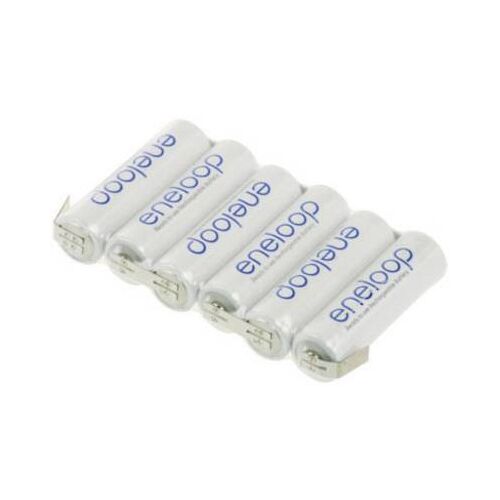 Eneloop 7,2V ULF NiMH AA akkucsomag Z-forrfülekkel, 2000mAh, méretei 87x14,5x50,5 mm, fehér elemek fehér háttérrel - Elem és akkumulátor