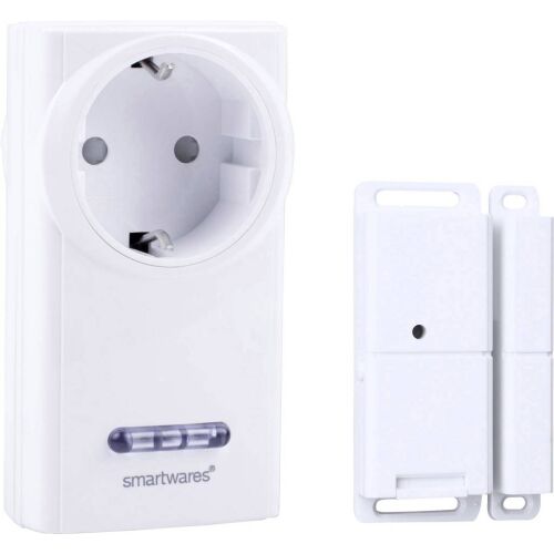 Smartwares SH5-SET-KHC SmartHome Basic vezeték nélküli dugalj készlet hálózati aljzattal és mágneses ablakérzékelővel fehér háttéren - Okos otthon kiegészítő