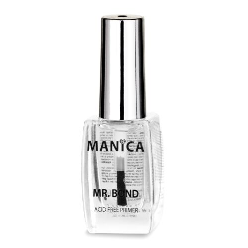 Manica Mr. Bond 10ml savmentes körömalapozó üveg ecsettel, elölnézet, fehér háttéren - Műköröm előkészítő és segéd folyadék