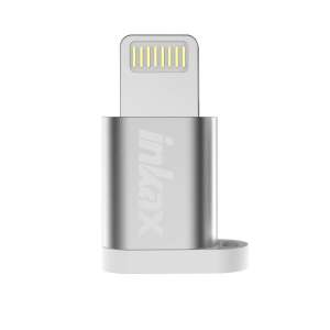 INKAX PA-02 Micro USB - Lightning adapter, ezüst színben, közeli kép - Hoco