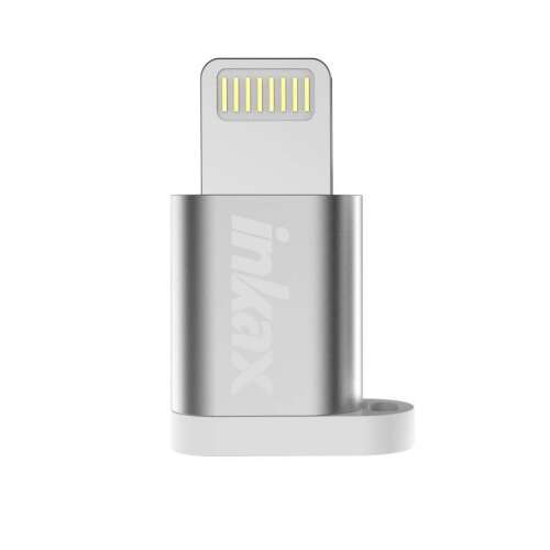 INKAX PA-02 Micro USB - Lightning adapter, ezüst színben, közeli kép