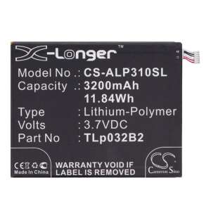 Cameron Sino Li-Polymer akkumulátor Alcatel One Touch Pixi 3 8 LTE (OT-9022X), Vodafone Tab Speed 6 (VF1397) készülékekhez, 3200mAh, 3.7V, TLp032B2 - Tablet akkumulátor