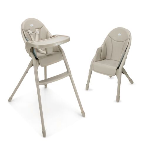 Kinderkraft DINNLY BEIGE etetőszék az átalakított kisgyermek szék módjával együtt, illusztrálva 2 az 1-ben funkcióját csecsemők és növekedő gyermekek számára. - Etetőszék