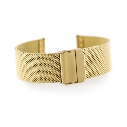 A 302G arany hálós óraszíj, 22mm, állítható csattal, szögletes nézetben - Karóra kiegészítő