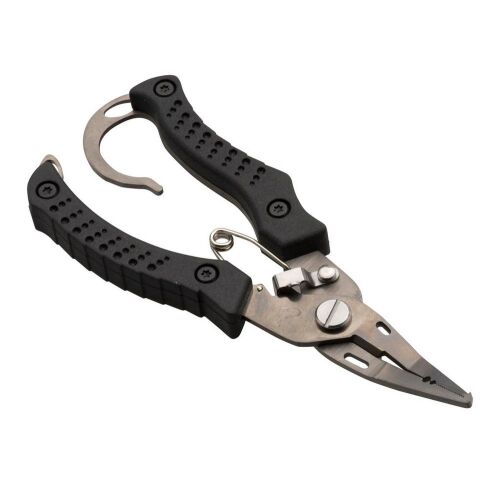 Savage Gear Pro Split and Cut Plier 15cm, rozsdamentes acél multifunkciós horgászfogó csomózáshoz, zsinórvágáshoz és műcsali testreszabáshoz fehér háttérrel - Horgász olló és fogó