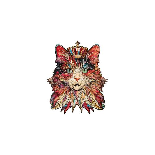 Rowood - 200 darabos fa puzzle - Cat King (TA002), összeszerelve, ferde nézet - 3D puzzle
