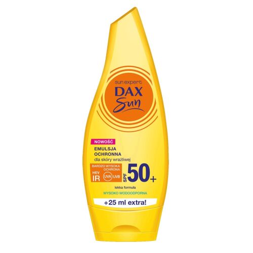 DAX Sun Expert SPF50+ Emulzió érzékeny bőrre, 225ml sárga flakon magas UVA/UVB és IR védelemmel - Napozószer