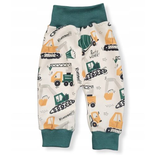 Dartomik gyerek pamut nadrág építőipari jármű mintával, kényelmes és nyomásmentes gumírozott derékkal - Gyerek nadrág, leggings