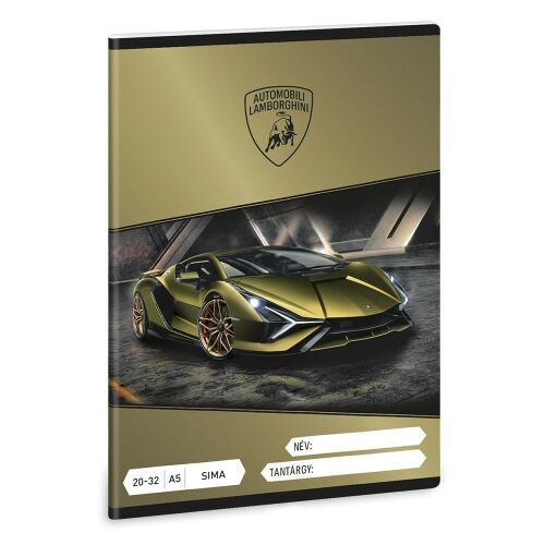 Ars Una A/5 sima füzet arany borítóval, Lamborghini logóval és arany Lamborghini sportautóval, 32 lapos, 5523-as modell - Füzet