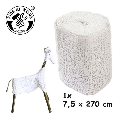 Gipszpólya gipszbandázs kreatív művészethez, zsiráf szobor példával és termékméretekkel 7,5 x 270 cm - Gipszkiöntő kellék