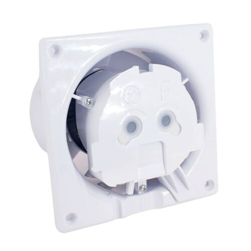 Az airRoxy dRim 125 TS szellőzőventilátor testének 3/4 nézete látható belső alkatrészekkel és rögzítési pontokkal fehér alapon. - Szellőztető ventilátor