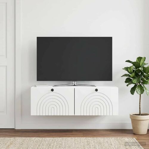 Fali TV szekrény Magasfényű Fehér 98 x 41 x 30 cm Szerelt Fa 180076298 - Hálószoba bútor