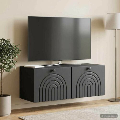 Fali TV szekrény Fekete 78,5 x 31 x 30 cm Szerelt Fa 180076331 - Hálószoba bútor