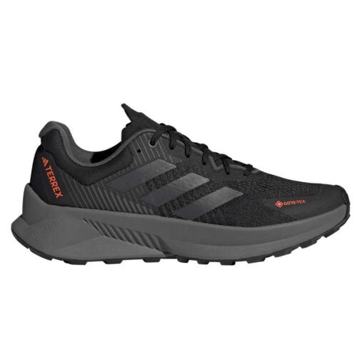 Adidas Terrex Soulstride Flow GTX férfi terepfutó cipő fekete színben, szürke talppal, oldalnézet fehér háttéren - Férfiaknak