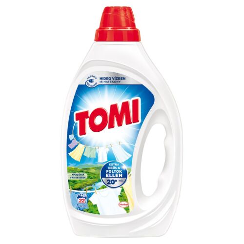 Tomi gél 990 ml Amazónia, 22 mosás, hideg vízben is hatékony, extra erős foltok ellen, fehér alapon - Mosógél