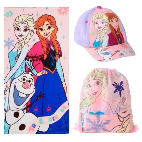 Disney Jégvarázs True Friends törölköző, tornazsák és baseball sapka szett Elza, Anna és Olaf szereplőkkel, gyerek kiegészítők - Tornazsák