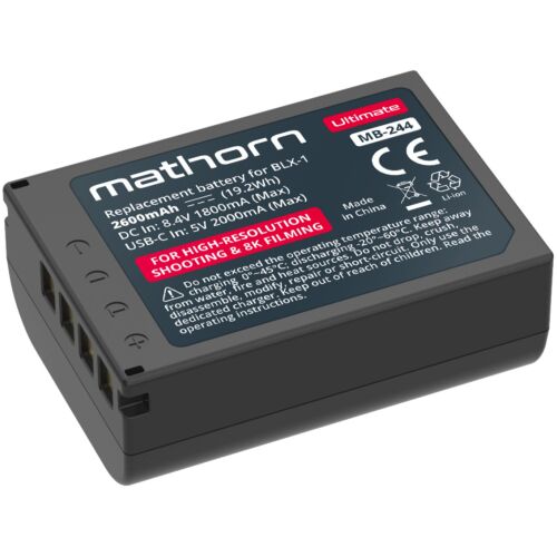 Mathorn Akkumulátor Mathorn Bateria MB-244 Ultimate 2600mAh USB-C BLX-1 csereakkumulátor 165632028 - Fényképezőgép akkumulátor
