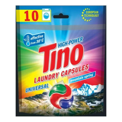 Tino nagy teljesítményű univerzális mosókapszula, 10 db-os, hegyi tavasz illatú, 30 foktól hatékony, európai technológiával, csomagolás - Mosókapszula és Mosógél
