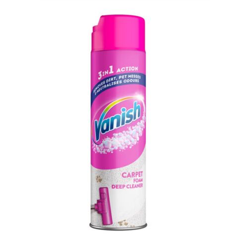 Vanish 3in1 Action szőnyeg- és kárpittisztító hab, 600 ml, rózsaszín aeroszolos flakon mélytisztításhoz, szennyeződések, háziállat okozta foltok és szagok eltávolítására - Szőnyeg- és kárpittisztító szer