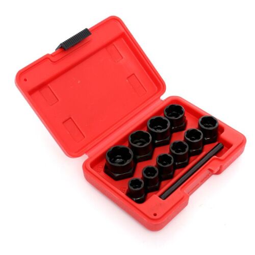 Kraft&Dele KD10270 10 darabos magas profilú csavarkihajtó készlet piros műanyag tokban, nyitva, 9-19 mm-es sérült csavarokhoz - Egyéb kézi szerszám
