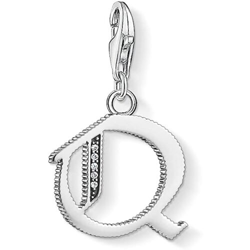 Thomas Sabo női ezüst medál, Q betű cirkónia kövekkel, elegáns sterling ezüst charm - Ékszer és karóra