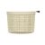 Beige jute round storage box with lid, isolated