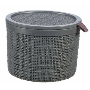 Close-up of JUTE graphite grey round storage box with lid - Storage & organization