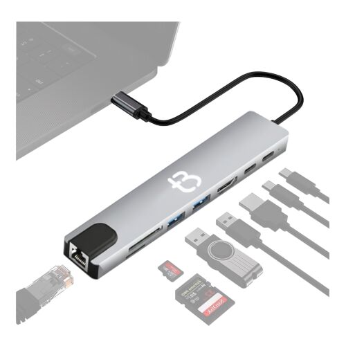 8 az 1-ben USB-C HUB dokkolóállomás RJ45 Ethernet, HDMI 4K és USB portokkal - Dokkoló állomás