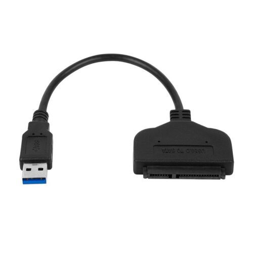 Fekete USB 3.0 - SATA adapter kábel 2.5 vagy 3.5 hüvelykes SATA meghajtók számítógéphez való csatlakoztatásához USB-n keresztül - IDE és SATA átalakító