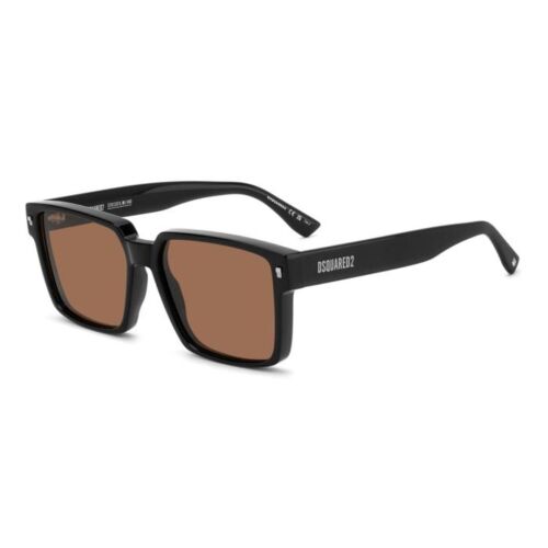 Szögletes nézet a DSQUARED2 D20202/G/S 8079O férfi szögletes napszemüvegről fekete kerettel és barna lencsékkel - Dsquared2