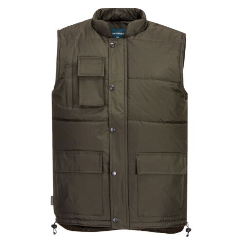 Classic mellény Forest Nights S férfi munkamellény, vízálló, többzsebes mellény telefontartó zsebbel, elölnézet fehér alapon - Munkás mellény