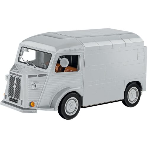 Cobi 24631 Citroën Type H építőjáték, 1:35 méretarányú szürke vintage furgon modell, szögből nézve - Cobi