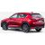 Piros Mazda CX-5 II SUV beszerelt króm oldalsó ajtóvédővel, hátsó háromnegyedes nézet, kültéri környezetben