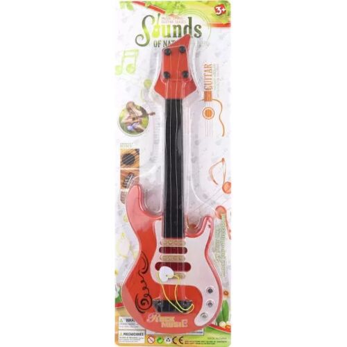 Piros műanyag játék rock gitár gyerekeknek 44 cm, 'Sounds of Nature' csomagolással, ösztönözve a zenei tehetséget a gyerekekben - Játék hangszer