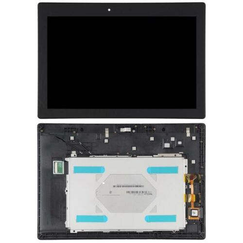 Lenovo Tab 2 A10-70 fekete LCD kijelző érintővel kerettel előlap, elülső nézet a kijelzőről és a hátlapról - Tablet alkatrész