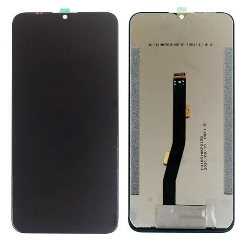 Ulefone Note 9P fekete LCD kijelző érintővel, mobiltelefon kijelző cseredarab elölről és hátulról nézve 