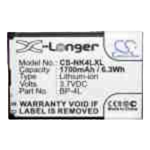 X-Lenger N4D110J 1600mAh Li-ion utángyártott akkumulátor mobiltelefonokhoz, a CB-NN4LXL modellszámmal és 1700mAh/6.3Wh kapacitással, 3.7VDC 