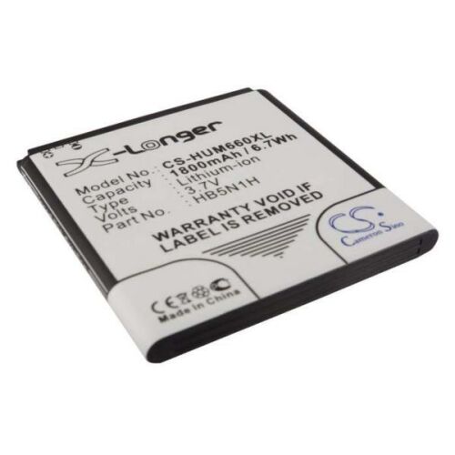 X-Longer HB5N1 1800 mAh Li-ion utángyártott mobiltelefon akkumulátor, szögből nézve, címkével, amelyen a CS-HUM660XL modellszám és 3.7V látható - Mobiltelefon akkumulátor