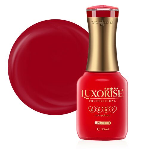 LUXORISE Ruby Collection Satin Obsession piros félig tartós géllakk 15ml üveg és színminta - Gél lakk
