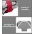 Infografika, amely a piros DJI Mavic Mini / Mini 2 propeller védőt és egy szürkét mutat be, kiemelve az egyszerű összeszerelést és a két elérhető színt