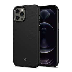 Spigen Mag Armor telefontok Apple iPhone 12 és iPhone 12 Pro modellekhez, fekete színben, szénszálas textúrával - Spigen